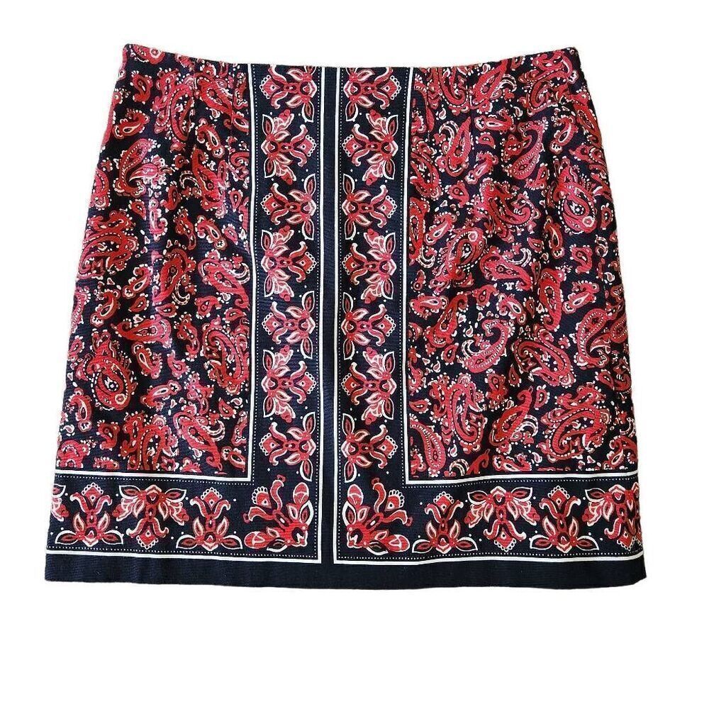 Talbots‎ Min Skirt Women's Size 14 Multicolor Floral Cotton Side Zipper